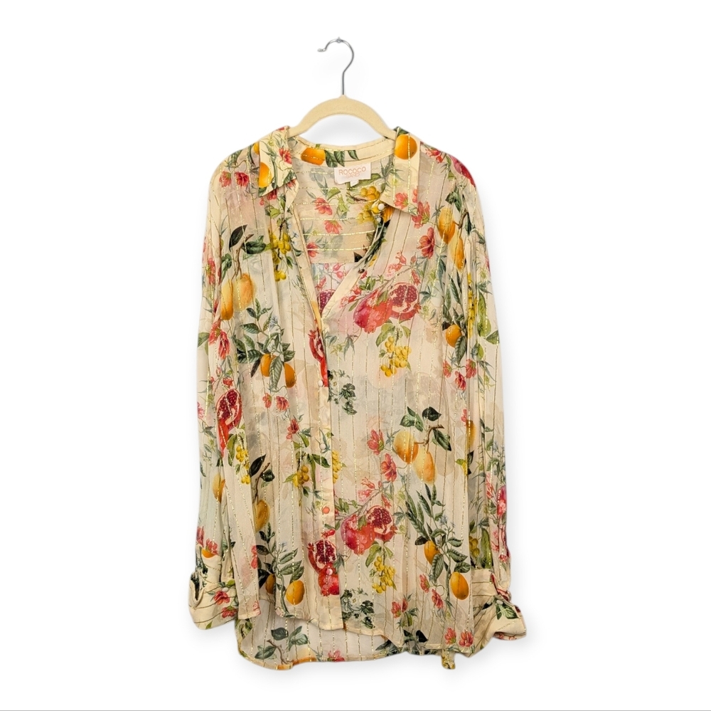 Rococo Sand Multicolor Fruit Pattern Oversized Bu… - image 2